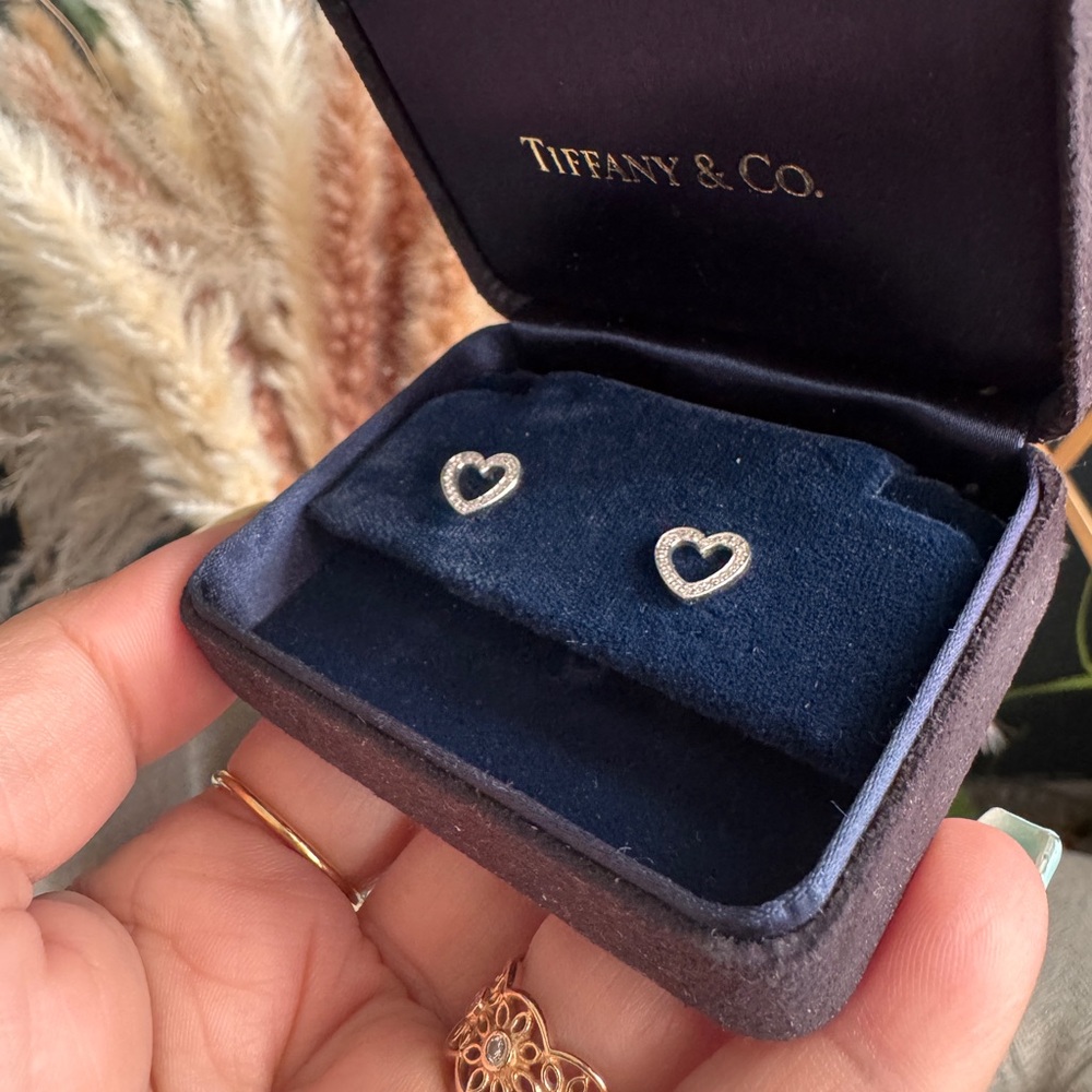 Tiffany & Co. Heart Earrings in White Gold & Diamonds